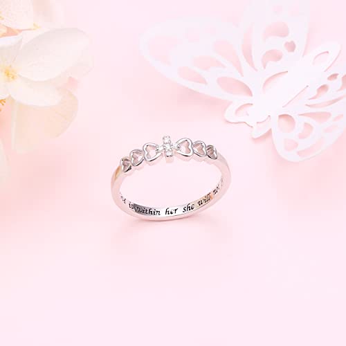 Alphm S925 Sterling Silver Christian Cross Heart Inspirational Faith Bible Verse Ring For Women Teen Girl Jewelry Gift #TOP2