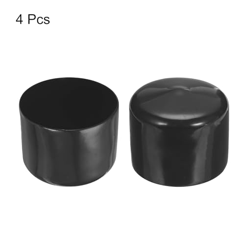 Image of uxcell 4pcs Rubber End Caps 57mm ID Vinyl Round End Cap Cover Screw Thread Protectors Black, 40mm Height