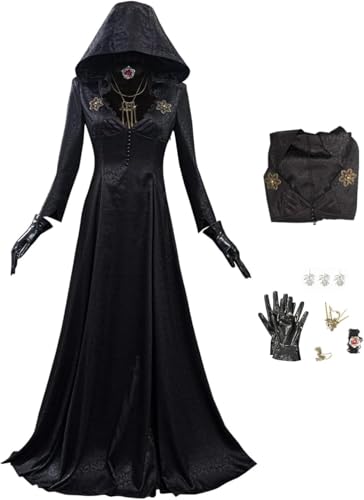 Taeyue Robe à Capuche Médiévale pour Halloween Carnaval Cosplay Costumes Outfits pour Femmes, Noir Taille L