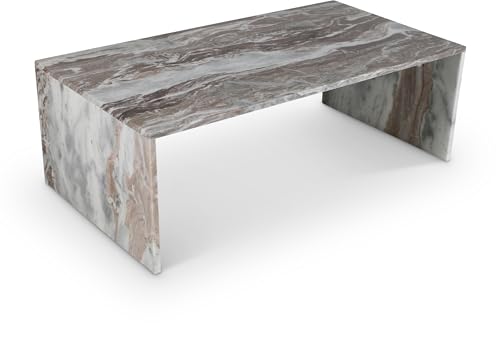 Meridian Furniture 99004Brown-CT Vernazza Collection Modern | Contemporary Coffee Table with Handcrafted Genuine Marble, Toronto Brown Marble, 48