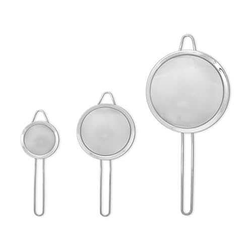 Farberware Stainless Steel Mesh Strainer Set of 3 - Small, Medium and Large Fine Mesh Strainers for Kitchen, Colander for Pasta, Produce Rinsing, Sifting - Dishwasher Safe, Nesting Storage
