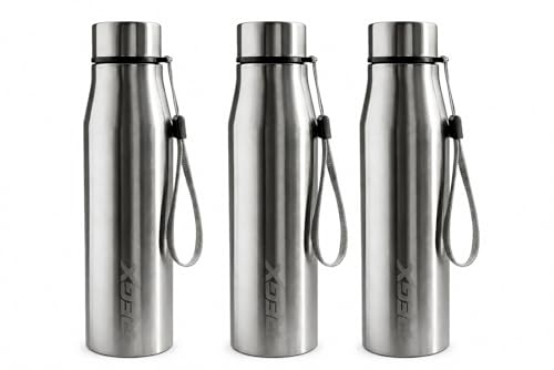 Image of REGX Stainless Steel Water Bottle 700 ml, Single Wall BPA Free Reusable Bottle for School Office Gym Travel, Leak Proof Metal Bottle with Lid, Silver, Food Grade Steel