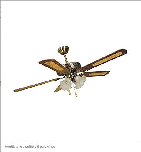 VINCO Ventilatore a soffitto 5 pale 4 luci diametro 132, Marrone