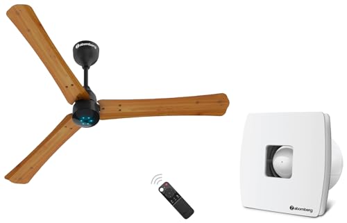 Image of atomberg Renesa+ 1200mm BLDC Motor 5 Star Rated Ceiling Fans for Home with Remote Control (Brown) Studio+ 150mm (sweep size) BLDC motor Energy Saving Exhaust Fan (White)