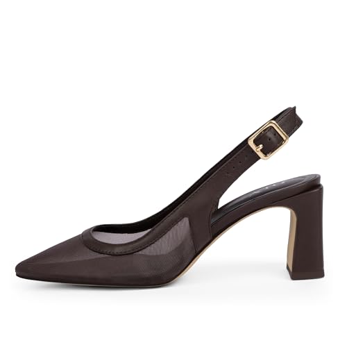 Image of QIY Womens Pumps Chunky Heel Pointed Toe Slingback Heels for Women