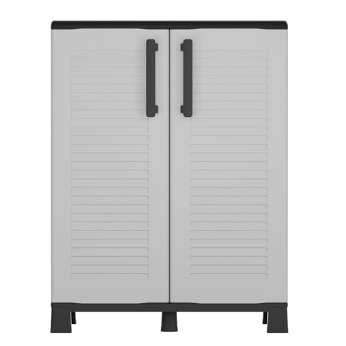 INTEC - Armoire Basse Rangement Polypropylène 100% Recyclé Fabriqué en Italie | Gris 68x37x90 cm | Meuble Compact, Robuste, Résistant à l'Humidité &...