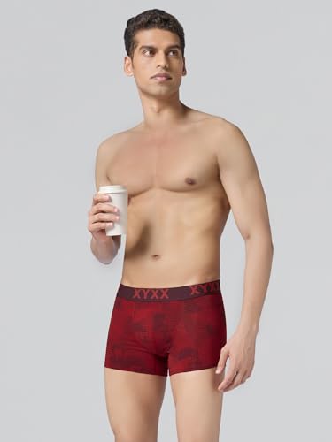 Image of XYXX Men's Matrix Super Combed Cotton Blend Geometric Antimicrobial Trunks with No Marks Waistband (Pack of 2)