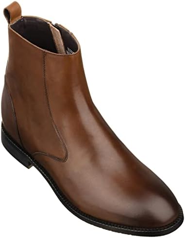 TOTO Men's Invisible Height Increasing Elevator Shoes - Coffee Brown Leather Slip-on Chelsea Boots - 2.6 Inches Taller - K33093 - Size 11 D(M) US | Image 3