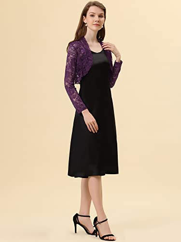 Image of Allegra K Women's Elegant Crop Cardigan Sheer Floral Lace Bolero Shrug Top