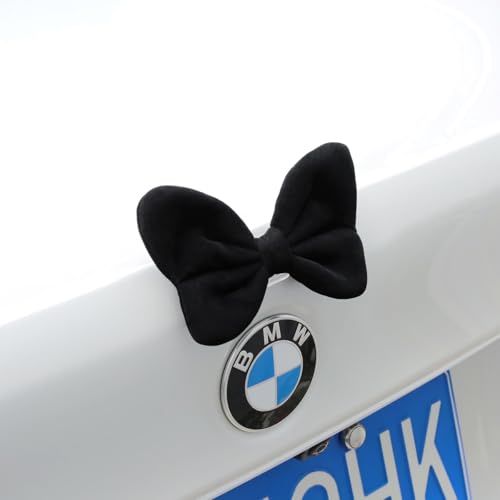 Image of YGMONER Bowknot Car Bumper 3D Badge Stickers, Bow Emblem Clips Pack 3 Colors, Black Pink Red Car Decor Accessories Cute Gifts for Women
