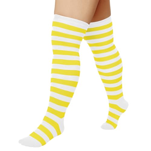 Image of American Trends Womens Rainbow Socks Striped Knee High Socks Thigh High Stockings Casual Tube Socks Costume Leg Warmers