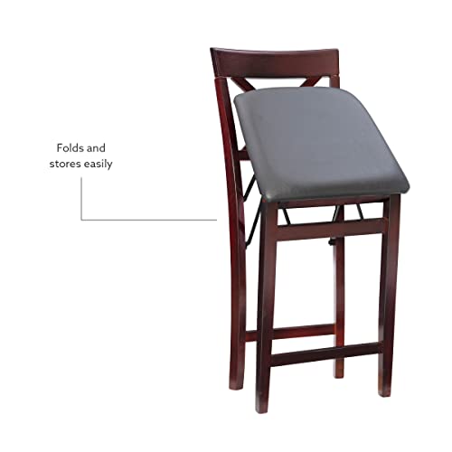 Tabouret pliant Linon Triena marron avec dossier croisé confortable - 8