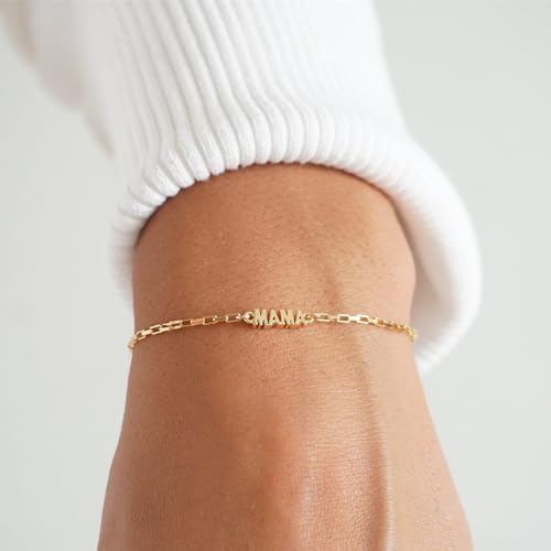 Mama Bracelet For Women, To My Mom 18k Gold Plated Mini Letter Box Paperclip Chain Stainless Steel Mothers Day Statement Gift Jewelry4