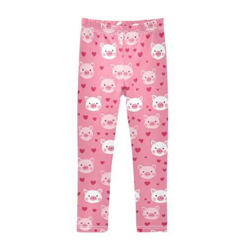 Cute Pig Girls' Leggings Toddler Doodles Pink Hearts Kids Yoga Pants Dance Active Tights 9-10T