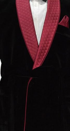 Smoking Jacket, Men Double Breasted Luxury Velvet Black Cigar Robe & Blazer for Dinner,Party,Wedding,etc4