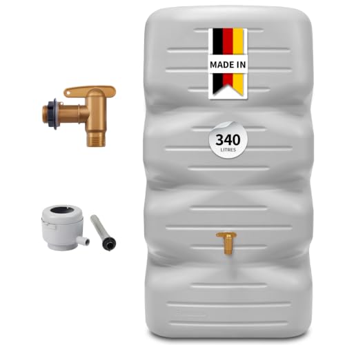 GARANTIA CUBUS cuve de Jardin kit Complet 340 litres Gris béton INCL. Robinet de Sortie en...
