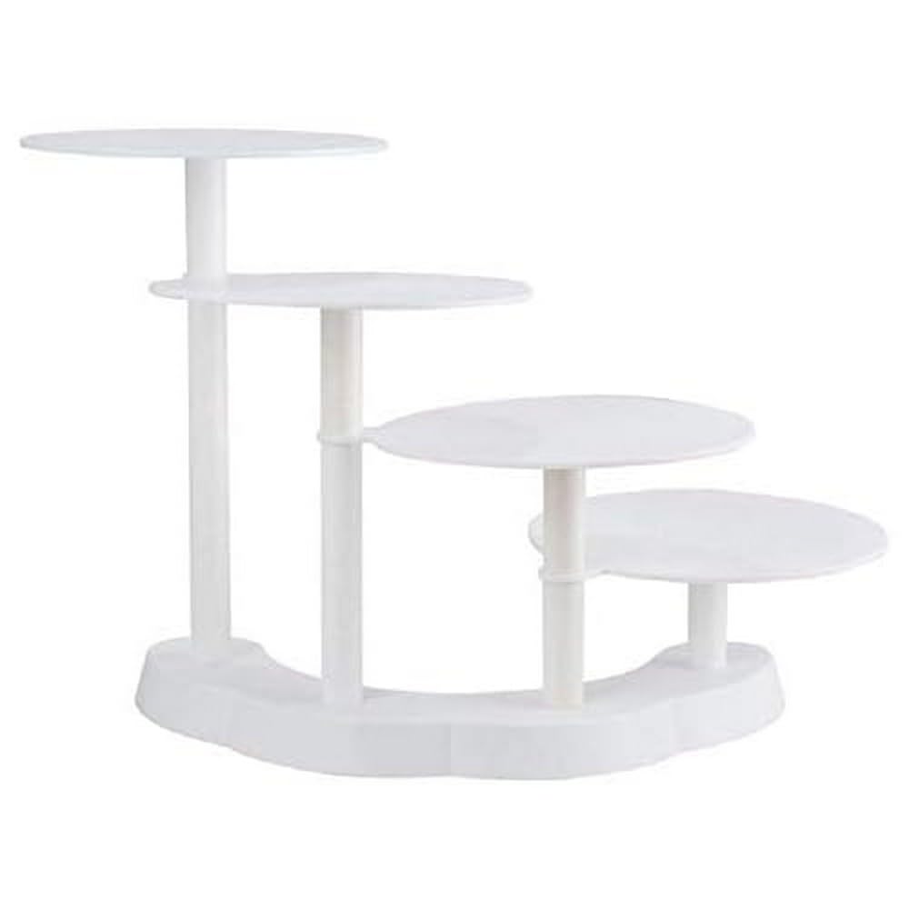 Graziano, Soporte para tartas de 4 pisos con elegante forma de escalera, fabricado en plástico resistente y reutilizable, ideal para fiestas de cumpleaños y bodas, color blanco