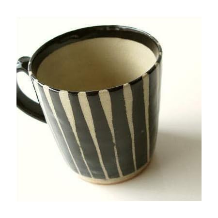 Amazon Co Jp マグカップ 陶器 モダン 縦縞 おしゃれ コーヒーカップ 美濃焼 黒十草マグ Kyt41 ホーム キッチン
