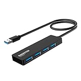 USB 3.0 Hub 4-Port USB Hub Ultra Slim USB Verteiler USB Splitter 5Gbps Tragbarer USB 3.0 Hub Adapter Compatible with MacBook Air, PS4 and Laptop Surface Pro, XPS