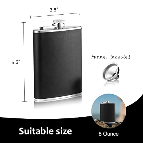 Kitvinous Hip Flask For Liquor, 8Oz Stainless Steel Leakproof Whiskey Flask With Funnel, Classic Gift Idea Flasks With Never-Lose Cap For Men And Women, Black #TOP6