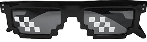 [3 Unidades] Thug Life anteojos de Sol, Hombres Mujeres anteojos de Fotos 8 bit Pixel Mosaic anteojos Unisex anteojos de Sol Juguete  Negro