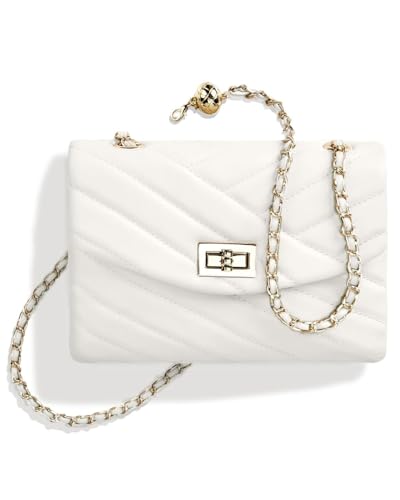 LAVTUG Quilted Crossbody Bag for Women with Gold Chain