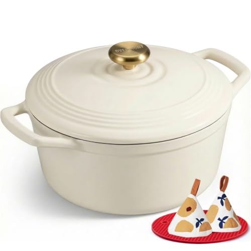 Overmont Cocotte en Fonte Émaillée 26 cm 5,2 L, Four...