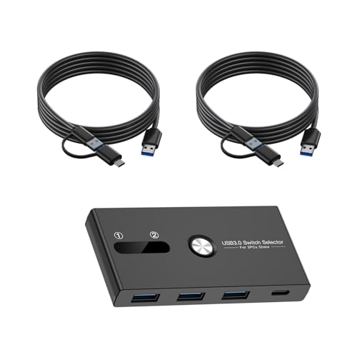 Commutateur KVM USB C et USB 3.0 partagé pour 4 périphériques entre 2 PC