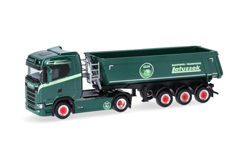 Herpa modèle Camion Scania CS 20 ND Semi-remorque Benne Ronde « Latussek », Miniature à l’échelle 1:87, pièce de Collection, Made in Germany, Plastique