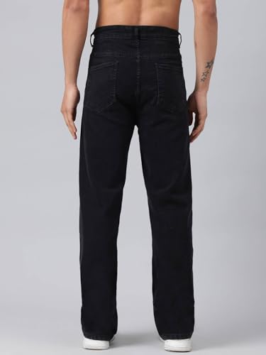Image of KOTTY Men's Solid Dark Void Button Straight Fit Jeans