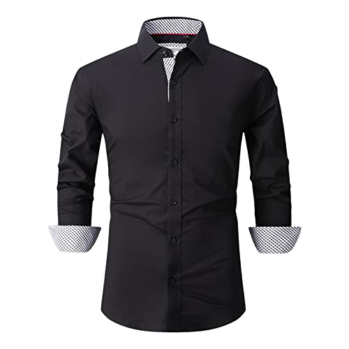 Men's Pure Elastic Fashion Business Shirt Casual Plaid Collar Button Down Shirt Seamless Business Dress Shirt