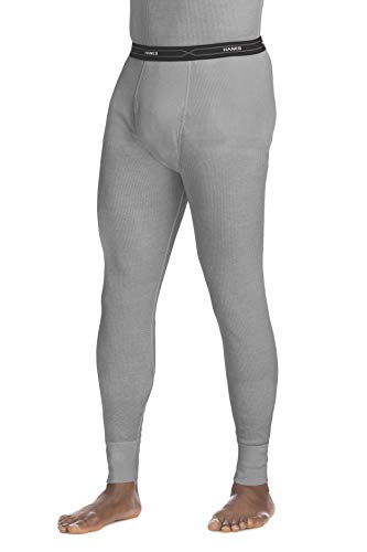 Hanes Men's Waffle Knit Thermal Pant with FreshIQ, X-Temp Technology & Organic Cotton Heather Grey