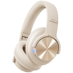 Picun B8 Bluetooth Headphones, 120H Playtime Headphone Wireless Bluetooth with 3 EQ Modes, Low Latency, Hands-Free Calls, Over Ear Headphones for Travel Home Office Cellphone PC Khaki White