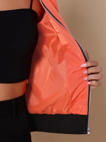 Image of TAGAS Women's Solid Bomber Jacket - Lightweight Zip-Up Stylish Casual Wear - Full Sleeve Windcheater for Girls & Women