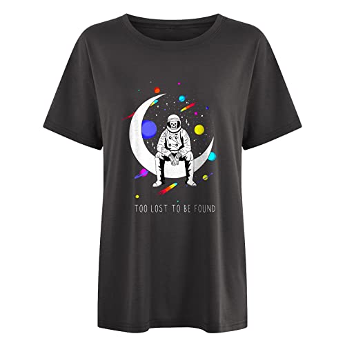 Image of Summer Y2k Tops for Womens, Casual Vintage Short Sleeve T-Shirt, Girls Oversize Loose Round Neck Elastic Tee