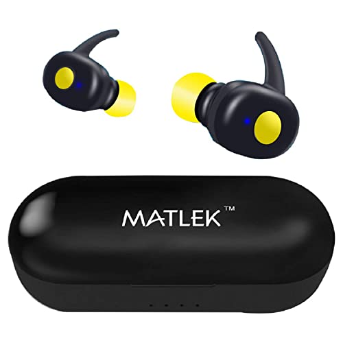 Matlek Bluetooth Earbuds TWS | High Bass Earphones | 15 Hours Non Stop with Case Battery Headphones | Low Latency for Gaming |Earbuds – Yellow