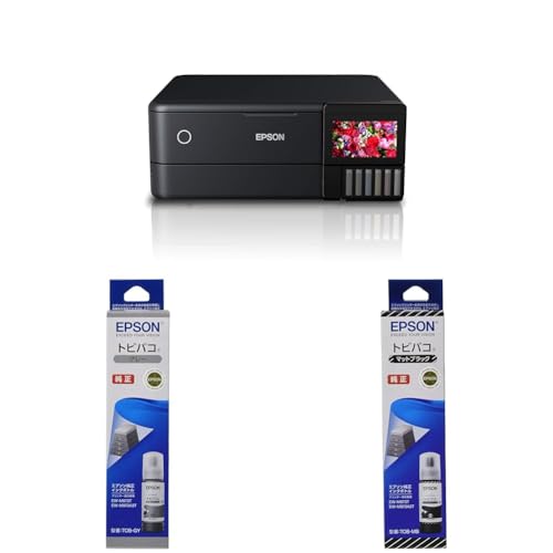 【セット買い】エプソン プリンター エコタンク搭載 A4カラーインクジェット複合機 EW-M873T + 純正 インクボトル トビバコ TOB-GY グレー + トビバコ TOB-MB マットブラック