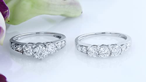 Dazzlingrock Collection 3.00 Cttw 10K Solid Gold Round White Cubic Zirconia Womens 3 Stone Bridal Engagement Ring Set4