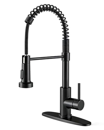 OWOFAN Black Kitchen Faucet with Pull Down Sprayer Stainless Steel Commercial Single Handle Classic...