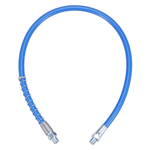 HARFINGTON Grease Gun Hose 23.6 10000 PSI Spring Flex High Pressure Quick Release Grease Replacement with Coupler 1/8 NPT Threads for Grease Gun Blue