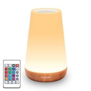 LED Night Light Bedside Lamp Touch and Remote Control Dimmable Tabletop 13 RGB Colors Changing 5 Brightness Adjustable Rechargeable Portable Lamp for Baby Kids Nursery Bedroom Bathroom Outdoor Camping