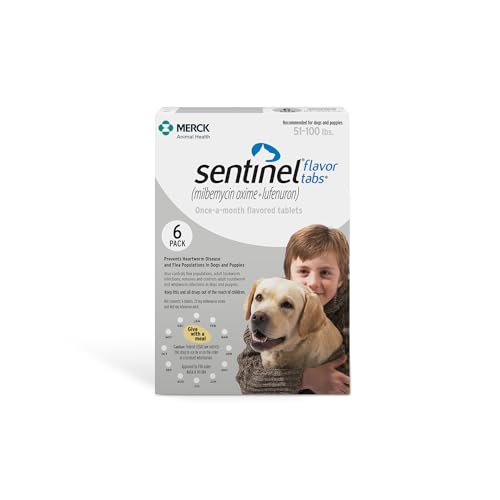 Sentinel Flavor Tabs for Dogs, 51-100 lbs, 6 Chewable Tablets, 6-month supply, White Box