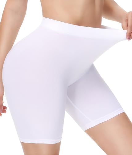 Yeblues 1 PC Seamless Slip Shorts for Under Dress Smooth Boyshorts for Yoga/Bike/Workout Shapewear Shorts (White,Medium)
