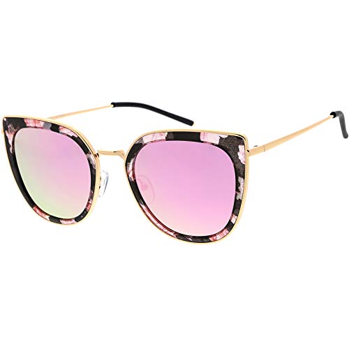 zeroUV - Polarized Cat Eye Sunglasses For Women Metal Trim Colored Mirror Lens 52mm2