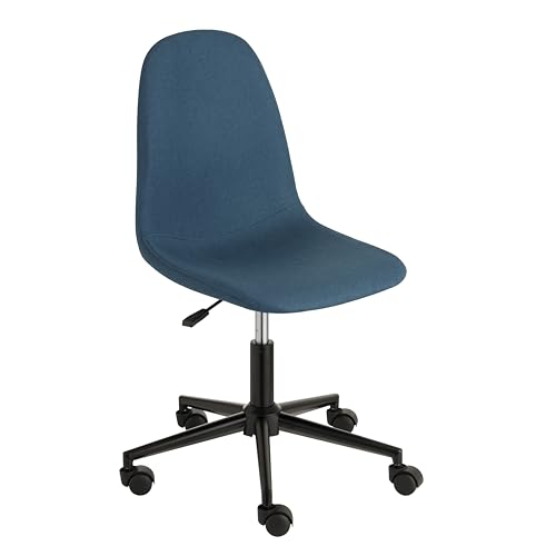 Baroni Home Sedia da Ufficio Imbottita Girevole, Poltrona da Ufficio Regolabile Senza Braccioli Ergonomica, Max 130 kg, 63X40X93 cm (Blue)