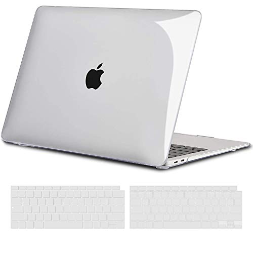 Tecool MacBook Air 13 Zoll Hülle 2020 2019 2018 Version Modell A2179 A1932, transparente Kunststoff-Hartschale und Tastaturabdeckungen, kompatibel mit MacBook Air 13 Retina Touch ID, kristallklar