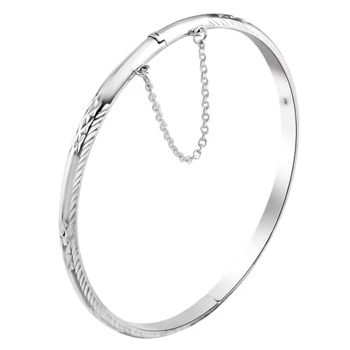 SHOP LC DELIVERING JOY 925 Sterling Silver Diamond Cut Cuff Bracelet, 7 inches, Modern, for Women, Mothers Day Gifts Birthday