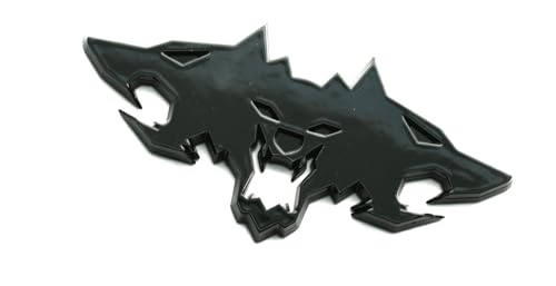 Image of Wolf Pack Emblems 3D Logo Car Badge Side Rear Styling Decal Sticker Compatible with Tesla Cybertruck Cyberbeast Motorcycles (Glossy Black)