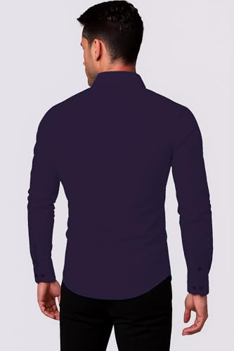 Image of Men's Solid Cotton Regular Fit Full Sleeve Collared Neck Casual Shirt for Men Stylish Latest, Formal