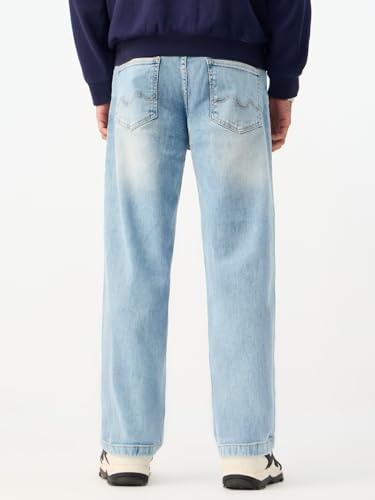 Image of The Souled Store Baggy-Fit Denim: Men and Boys Zip Fly Washed Cotton Spandex Lightweight Durable Everyday Streetwear Baggy Fit Jeans